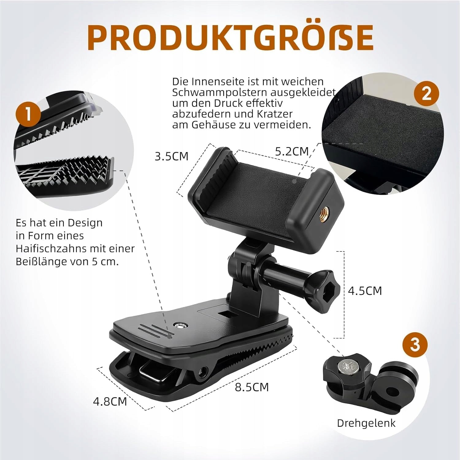 BACKPACK BRACE CLIP FOR SPORTS CAMERA WITH 360 DEGREE ROTATION Brand Uniwersal