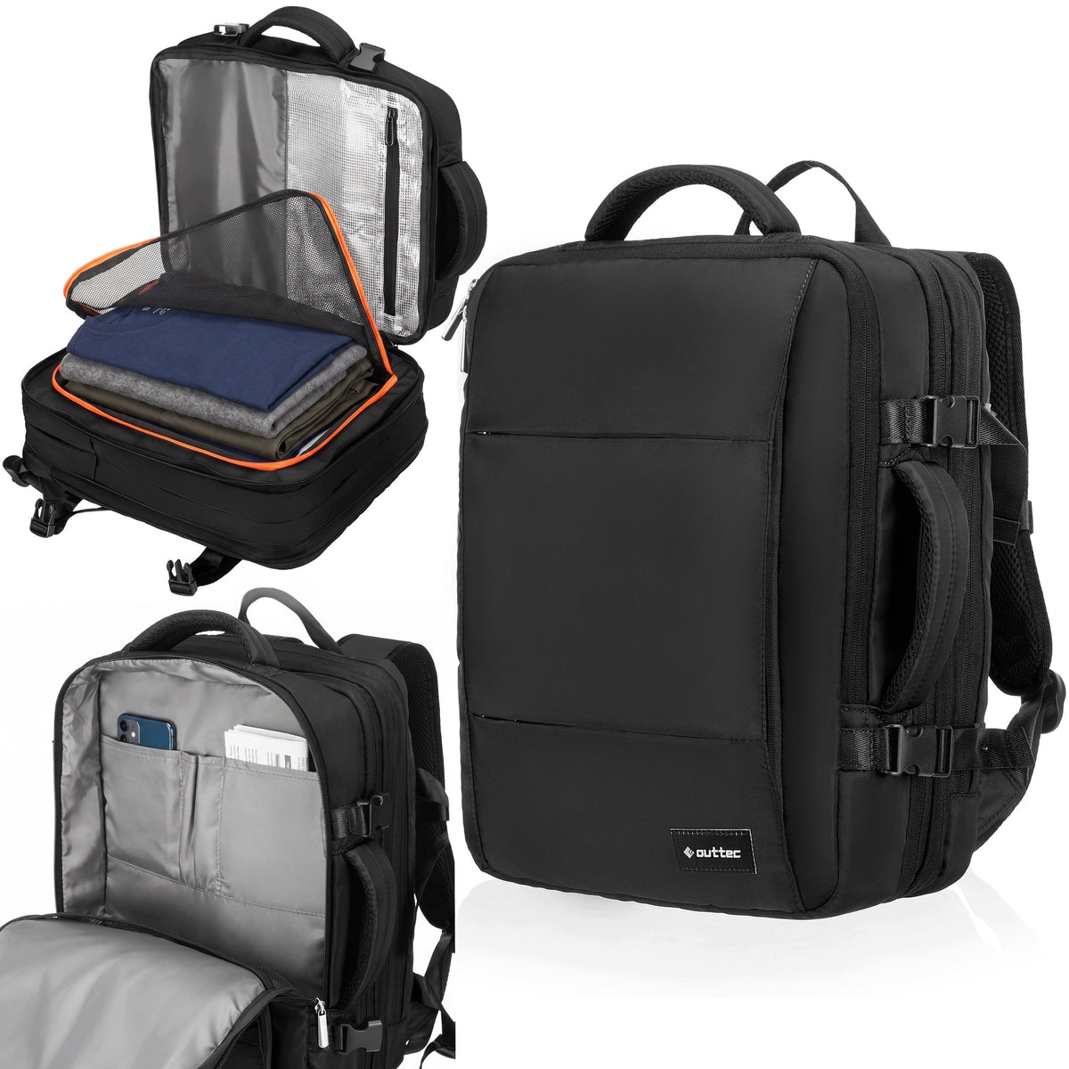 BACKPACK FOR AIRCRAFT 40X30X20 CABIN RYANAIR WIZZAIR BOX-POCKET OUTTEC
