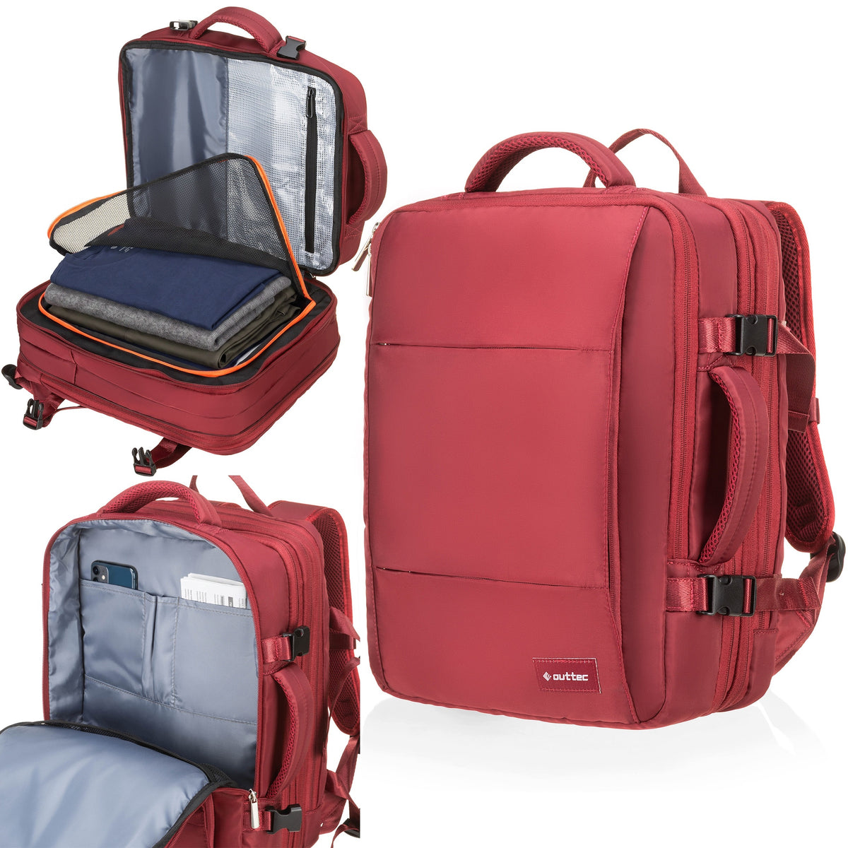 BACKPACK FOR AIRCRAFT 40X30X20 CABIN RYANAIR WIZZAIR SECRET POCKET OUTTEC