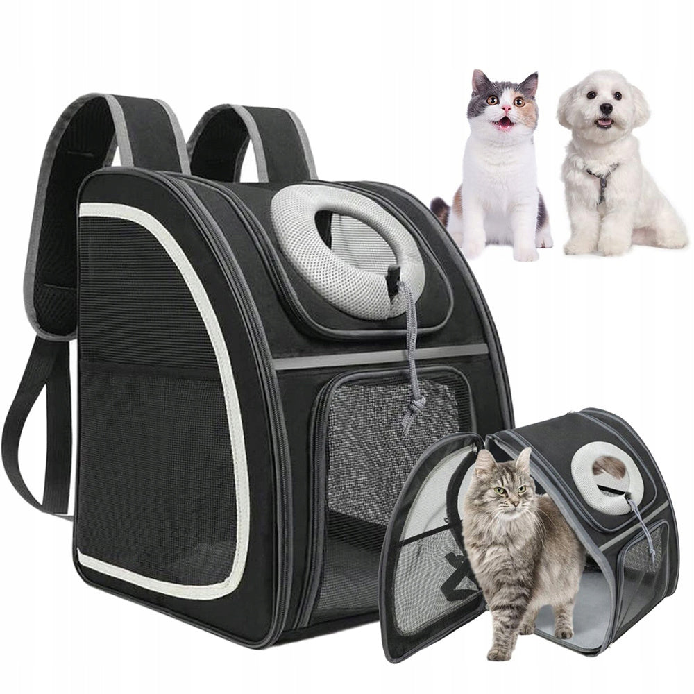 BACKPACK FOR CAT DOG TRANSPORTER CARRIER BAG FOR ANIMALS BLACK Material synthetic material