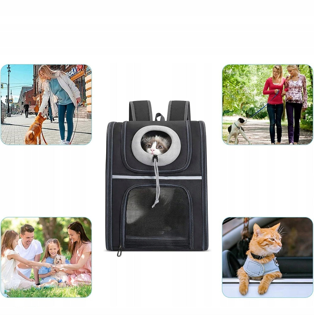 BACKPACK FOR CAT DOG TRANSPORTER CARRIER BAG FOR ANIMALS BLACK Product depth 28 cm
