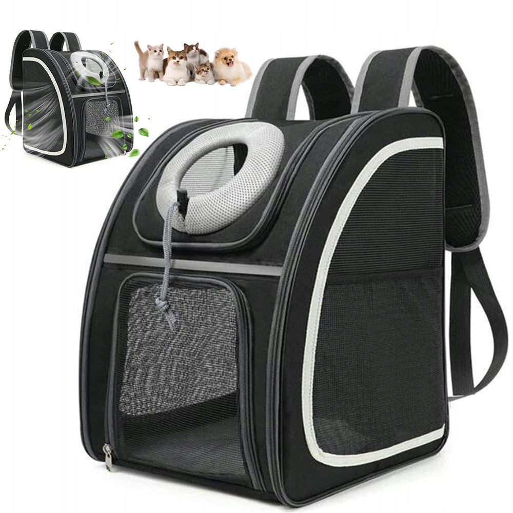 BACKPACK FOR CAT DOG TRANSPORTER CARRIER BAG FOR ANIMALS BLACK