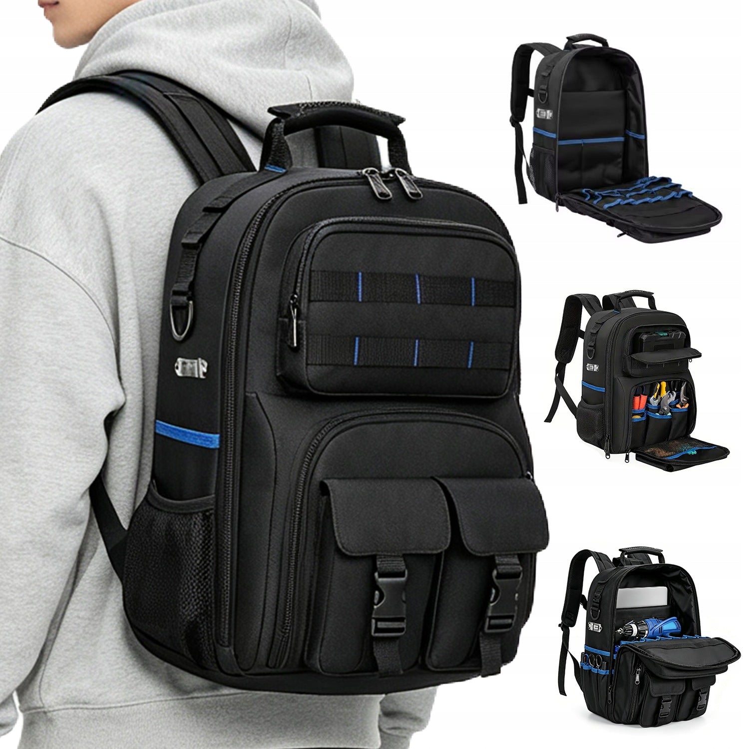 BACKPACK FOR FITTER ELECTRICIAN TOOL ASSEMBLY BLACK DURABLE