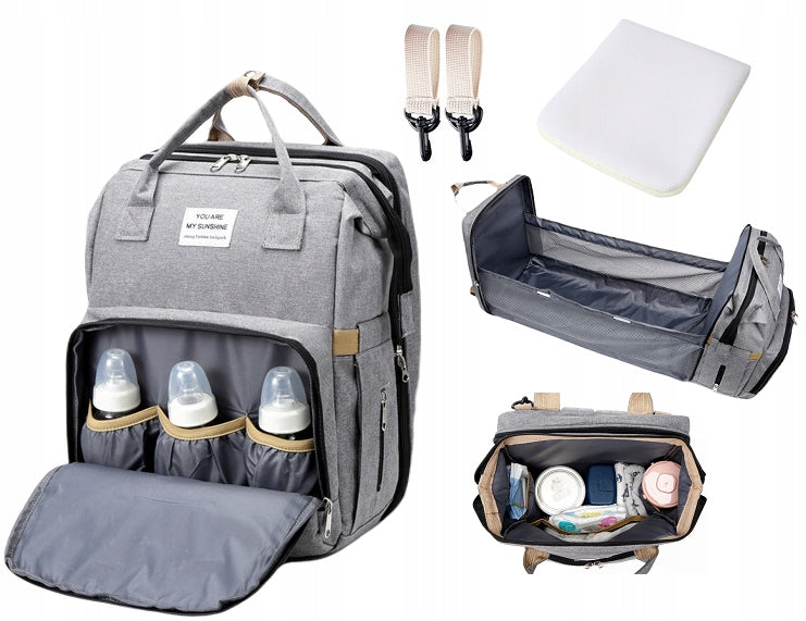 BACKPACK FOR MOM BAG ORGANIZER CHANGING TABLE DIAPER TOOLBOX GREY