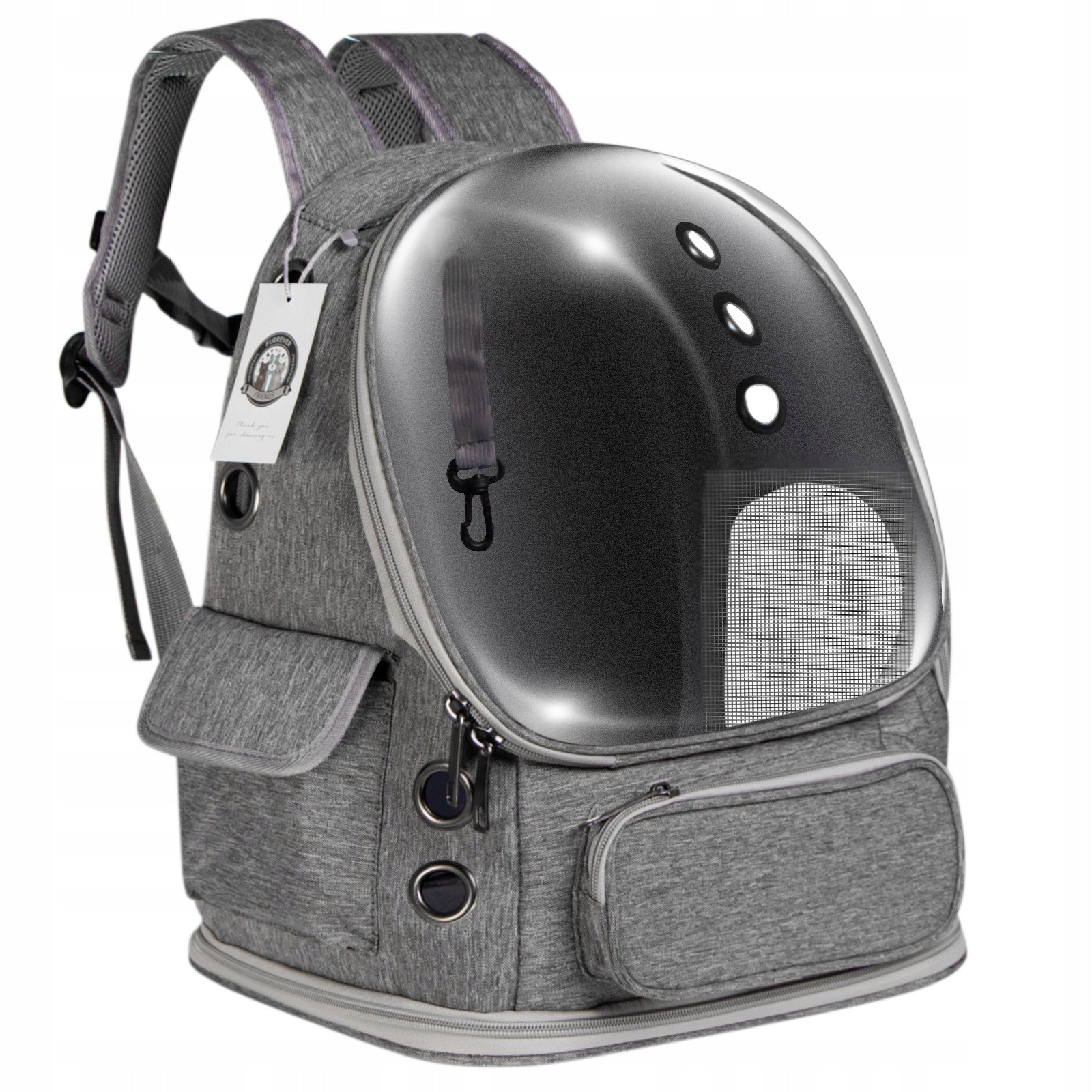 BACKPACK FOR TRANSPORTING ANIMALS TRANSPORTER BACKPACK FOR CAT DOG GREY 40X27CM Product height 40 cm