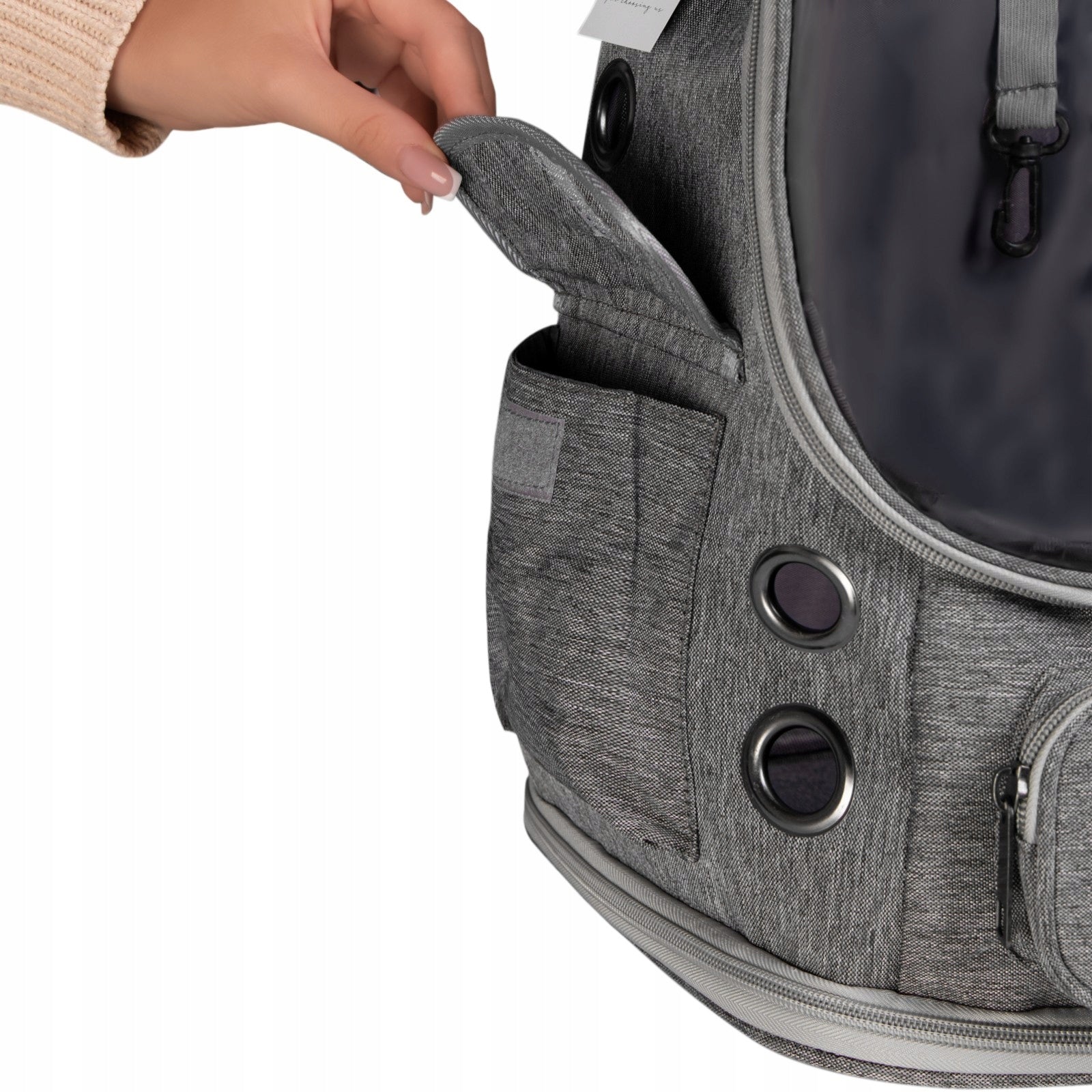 BACKPACK FOR TRANSPORTING ANIMALS TRANSPORTER BACKPACK FOR CAT DOG GREY 40X27CM Product width 27 cm