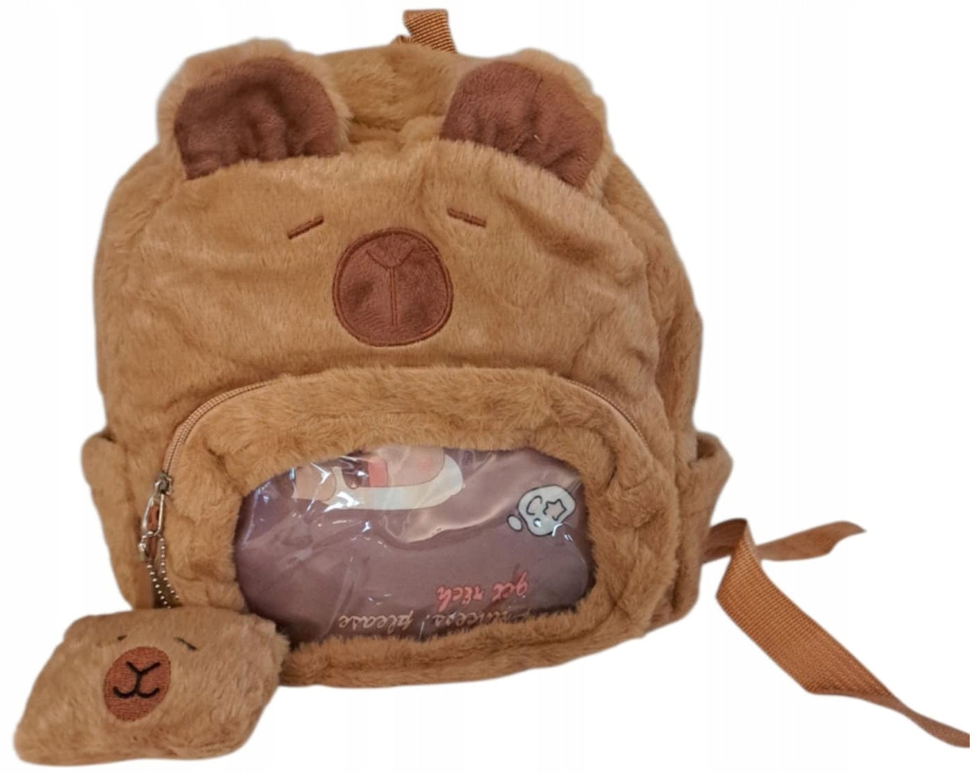 BACKPACK PLUSH CAPYBARA + KEYCHAIN BROWN FOR SCHOOL CHILDREN FOR CHILDREN 29 CM