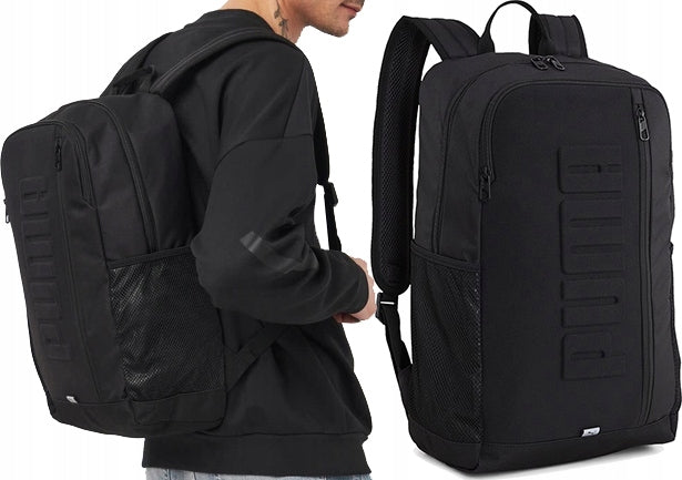 BACKPACK PUMA SCHOOL SPORTS LARGE EMBOSSED LOGO 3D BLACK ROOMY 26 L
