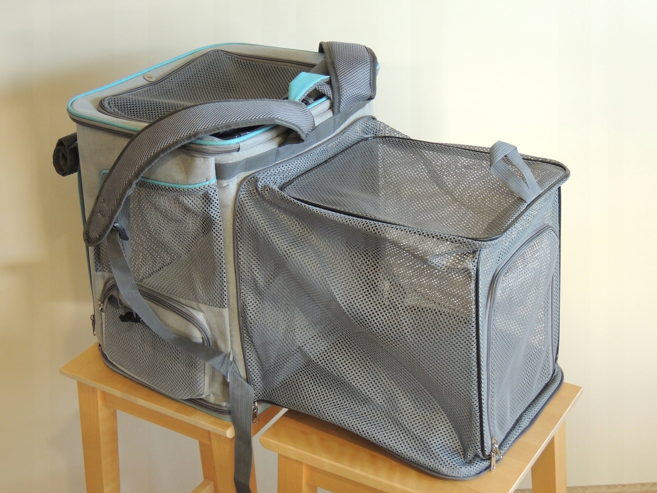 BACKPACK TRANSPORTER DOG CAT BAG FOLDING PLAYPEN XL Color gray