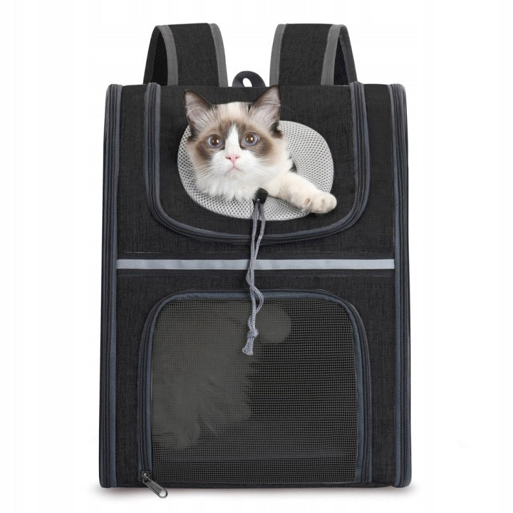 BACKPACK TRANSPORTER DOG CAT BAG WITH MESH FULLY VENTILATED FOLDING Material for embroidery