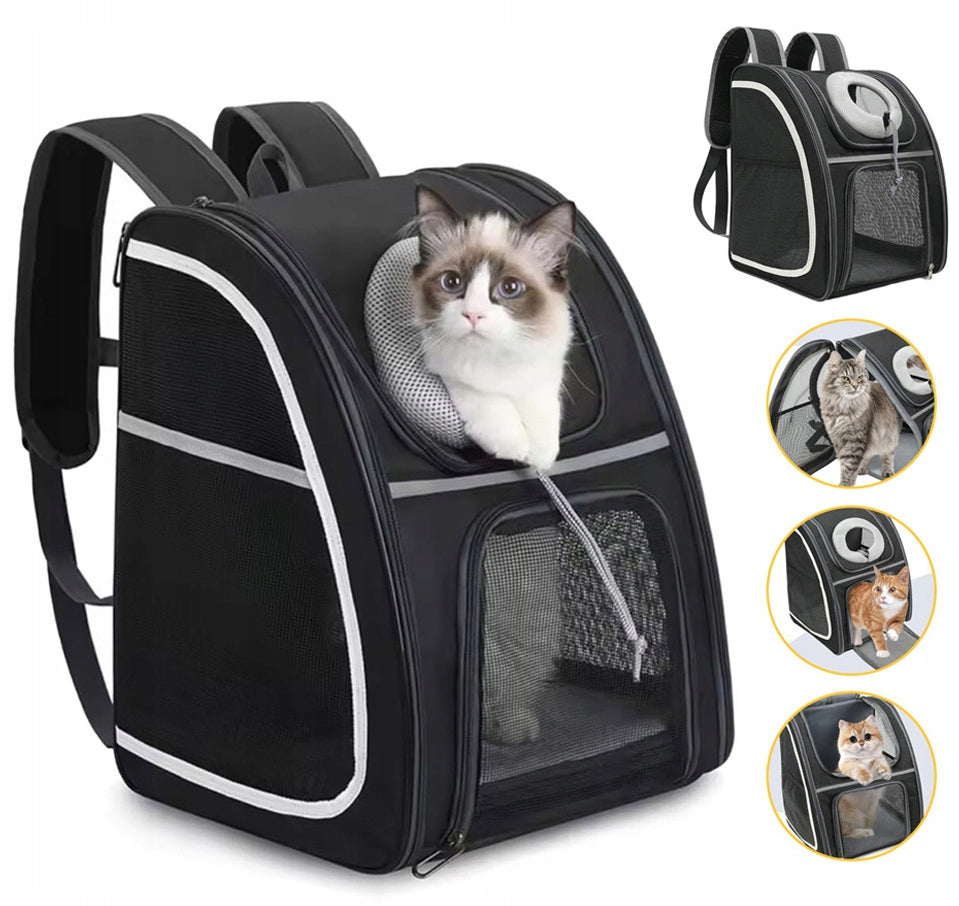 BACKPACK TRANSPORTER DOG CAT BAG WITH MESH FULLY VENTILATED FOLDING