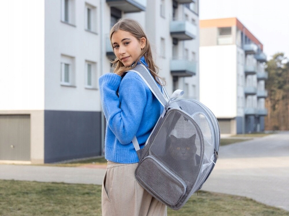 BACKPACK TRANSPORTER FOR ANIMALS PETIGIO PETI-TO-TRAVEL PETI 753-G Build type to be worn on the back locked