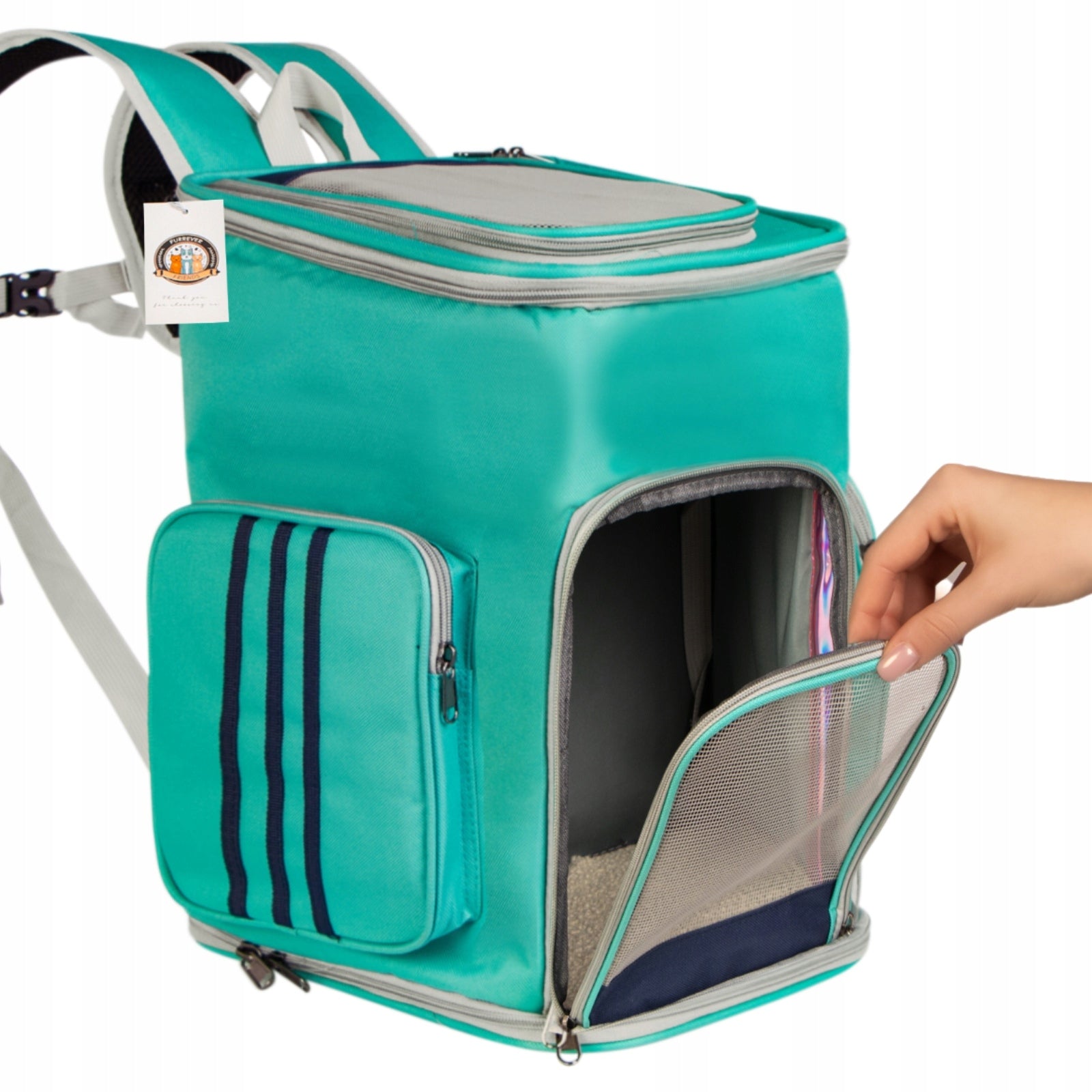 BACKPACK TRANSPORTER FOR DOG AND CAT TURQUOISE STRONG INDESTRUCTIBLE RESISTANT