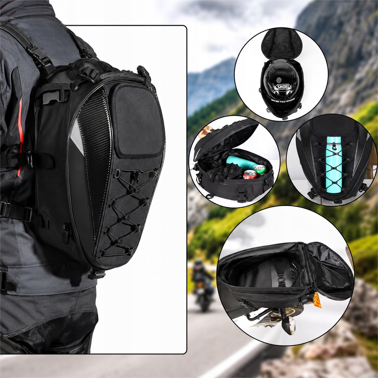 BACKPACK WATERPROOF FOR MOTOR RACK HELMET POUCH SEAT TRUNK HOLDER Manufacturer's catalog number plecak motocyklowy-ZC099