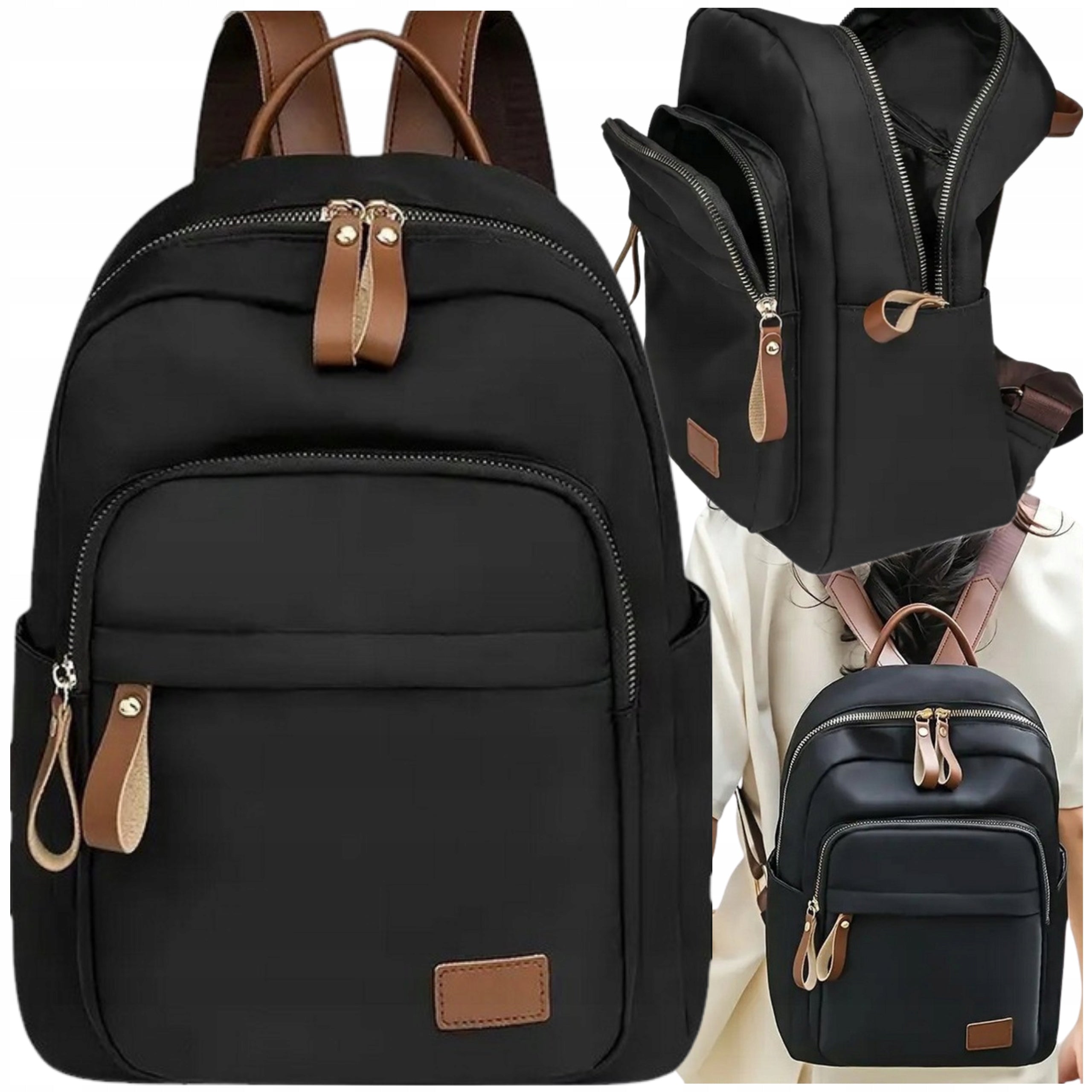 BACKPACK WOMEN'S BACKPACK FOR SCHOOL WORK BLACK STYLISH URBAN ROOMY