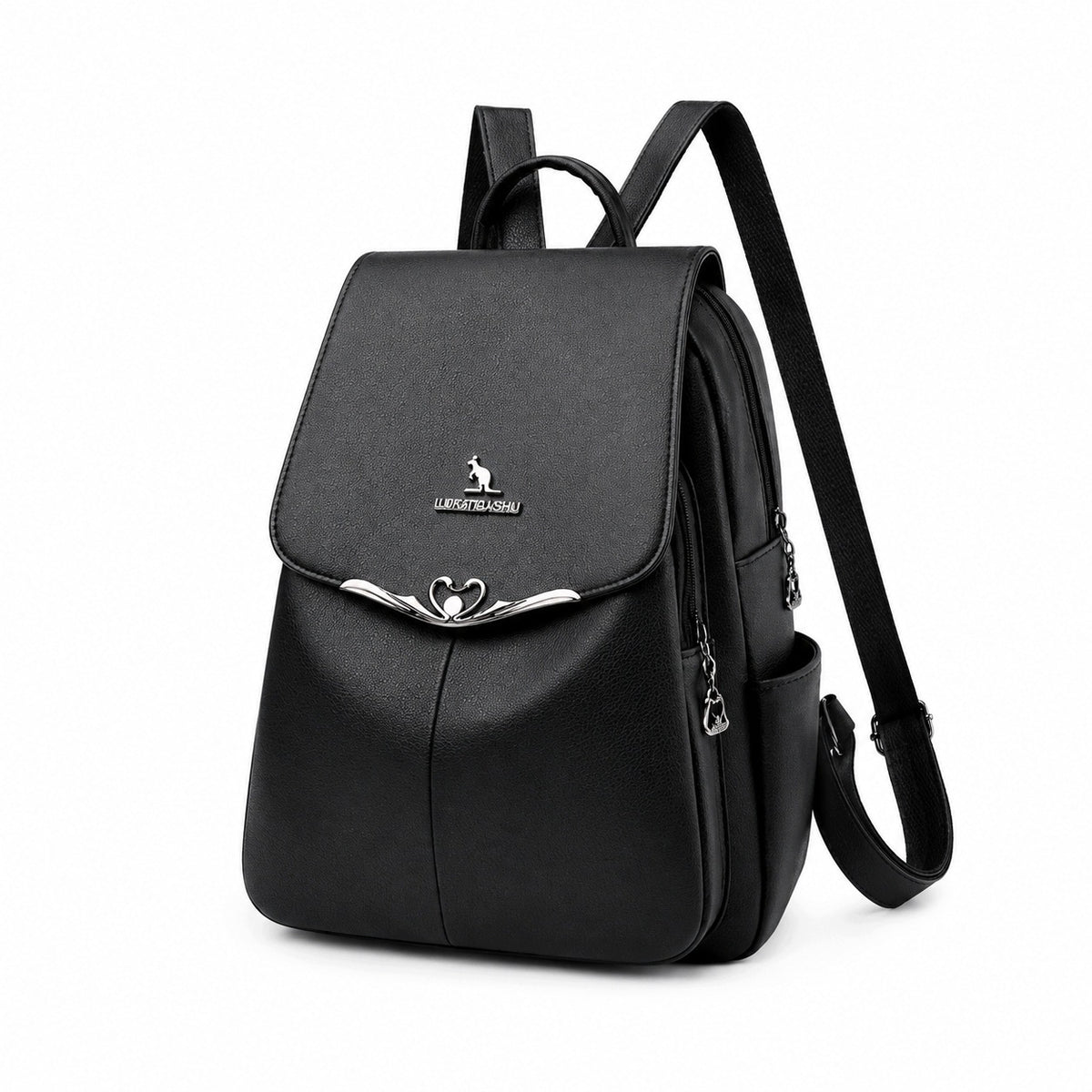 BACKPACK WOMEN'S URBAN BAG ECO LEATHER ELEGANT BLACK ROOMY FASHIONABLE