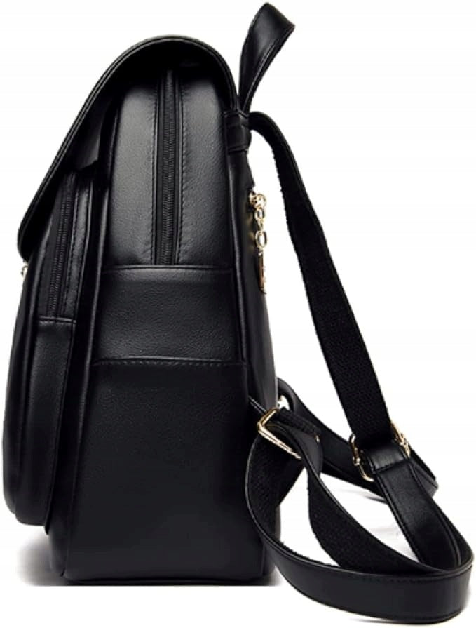 BACKPACK WOMEN'S URBAN BAG ECO LEATHER ELEGANT ROOMY BLACK FASHIONABLE STYLE Brand no brand