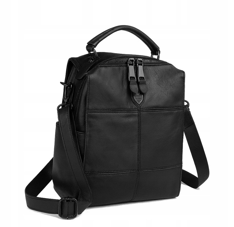BACKPACK leather bag retro VINTAGE men's women's shoulder black (T122)