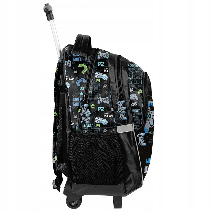 BACKPACK school satchel on wheels Game On Joystick Pad Logo 3D Brand Paso