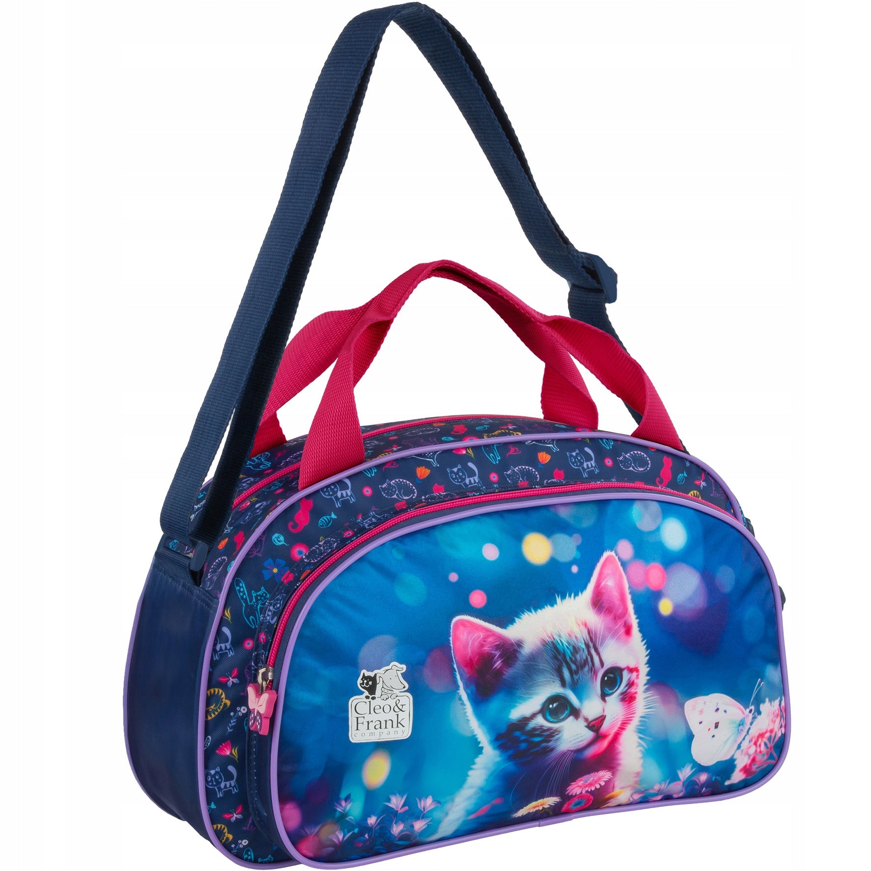 BACKUP TRAVEL BAG SPORTS POOL FOR GIRL CLEO FRANK CAT Color white black purple blue pink multicolor