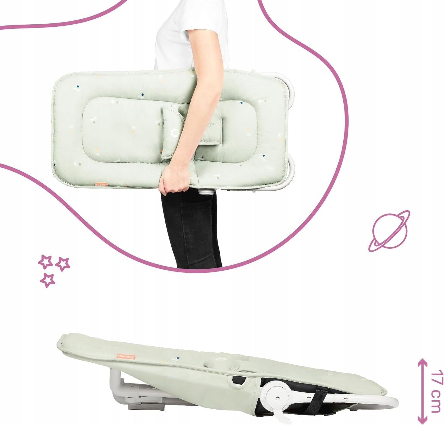 BADABULLE LIGHT GREEN LOUNGER + HEADBAND FOR BABIES LIFTING CAPACITY UP TO 9 KG Manufacturer code 23523