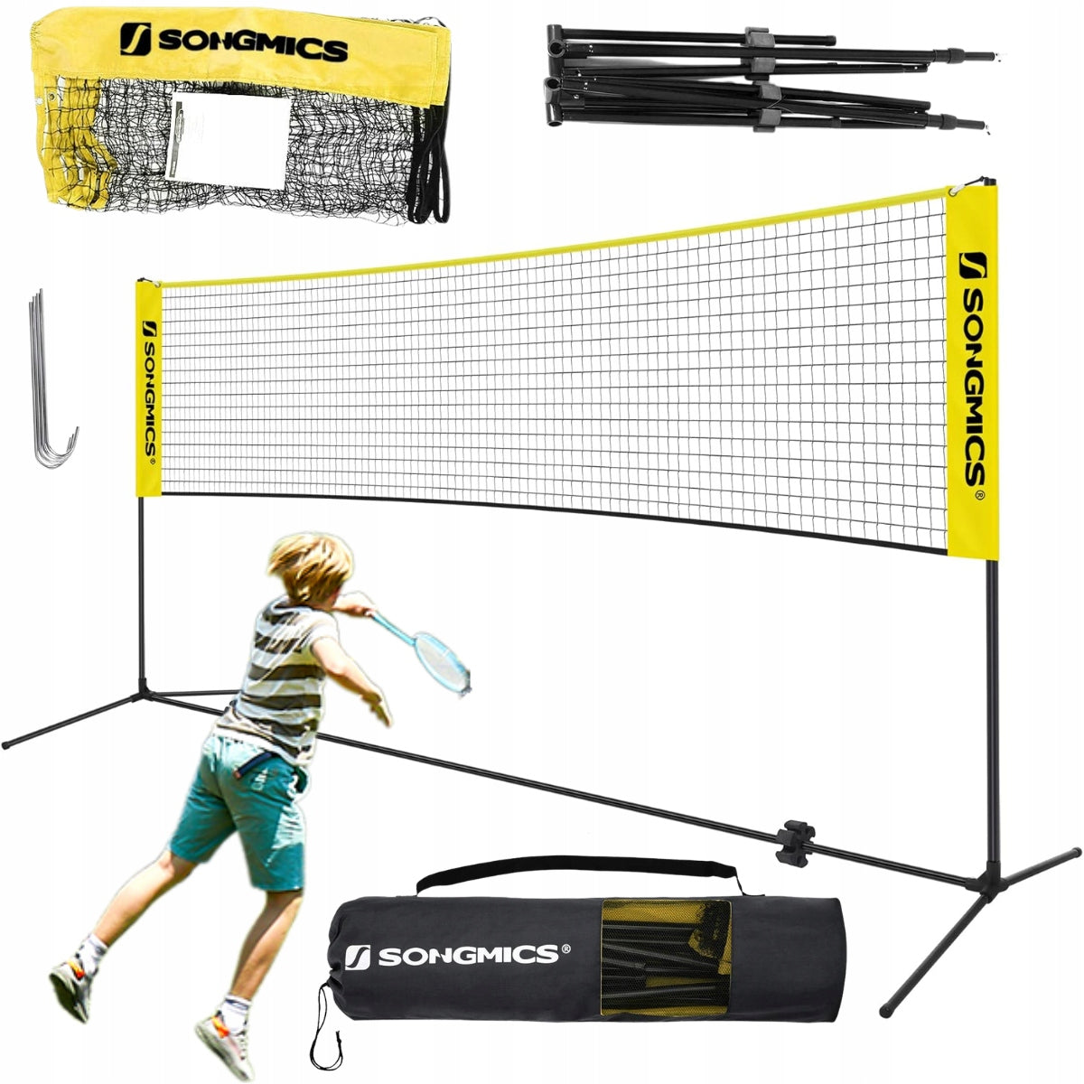 BADMINTON NET ADJUSTABLE HEIGHT SET BABINGTON 4M BAG CHILDREN