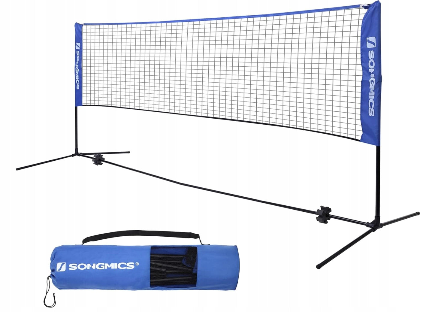 BADMINTON NET ADJUSTABLE HEIGHT SET BADMINTON 4M TENNIS + FREEBIE Model SIATKA SPORTOWA 4M BADMINTON SIATKÓWKA NIEBIESKA