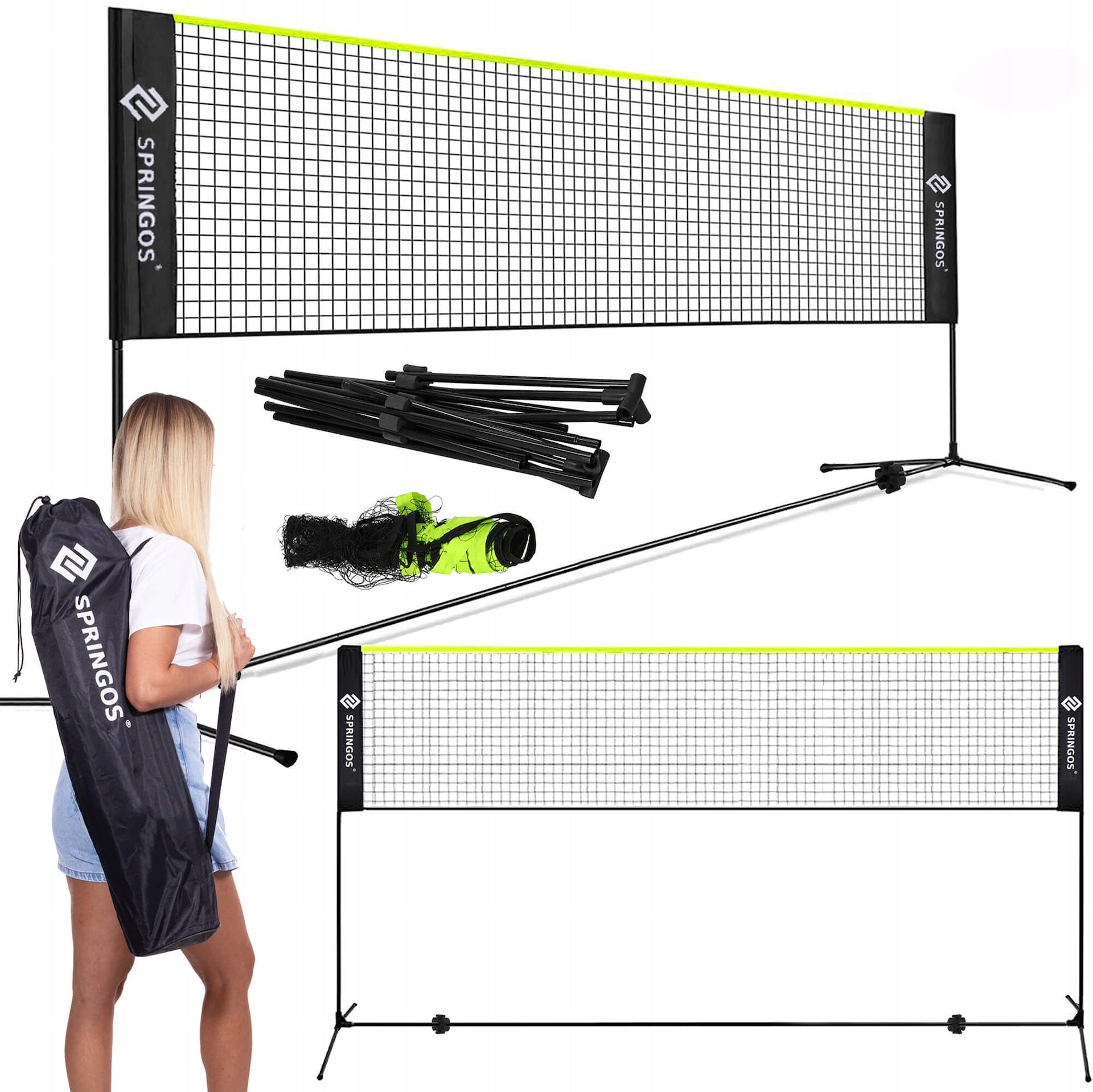 BADMINTON PALLET NET + FOLDING FRAME 400x75cm + COVER Color multicolor