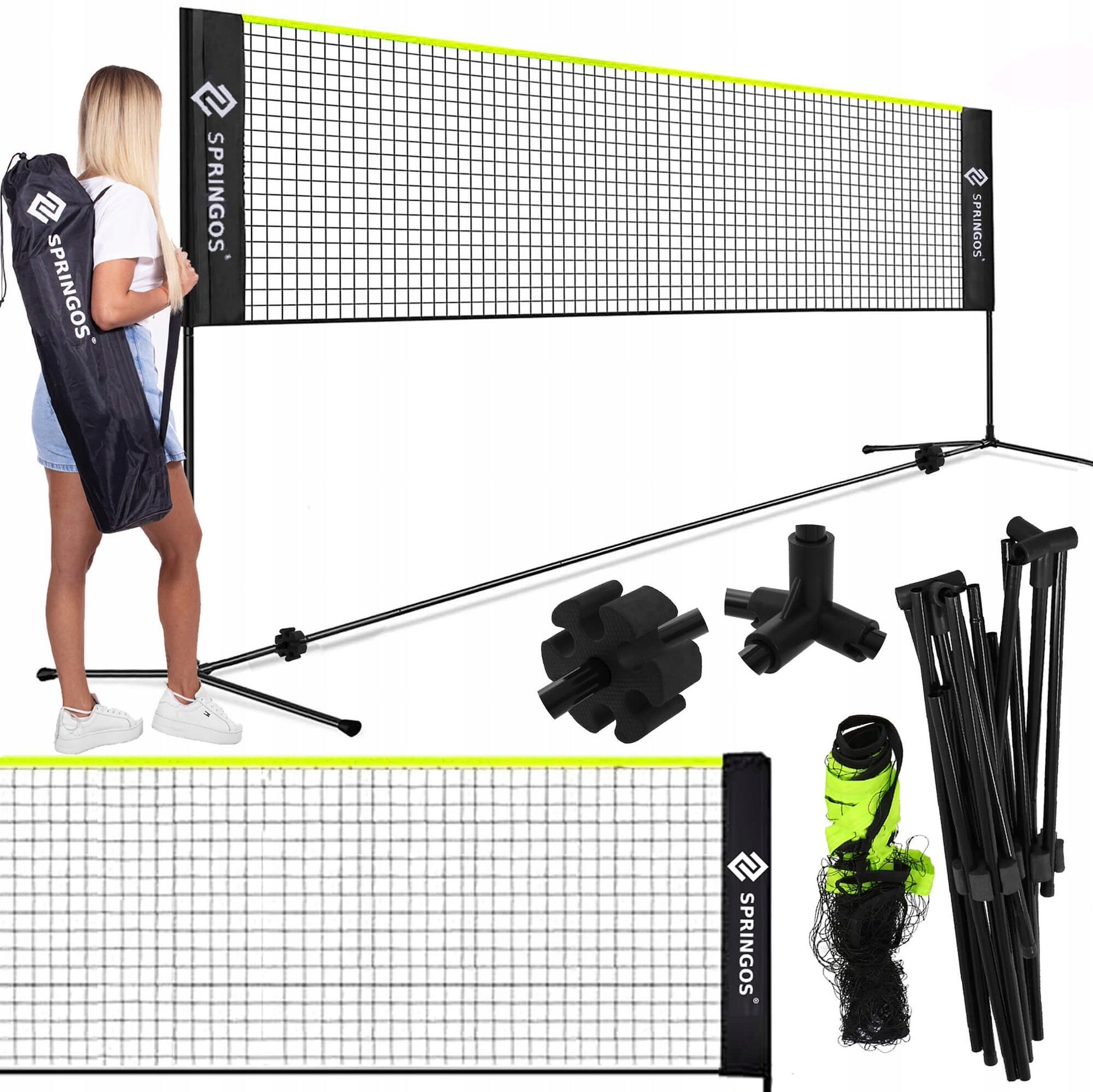 BADMINTON PALLET NET + FOLDING FRAME 400x75cm + COVER