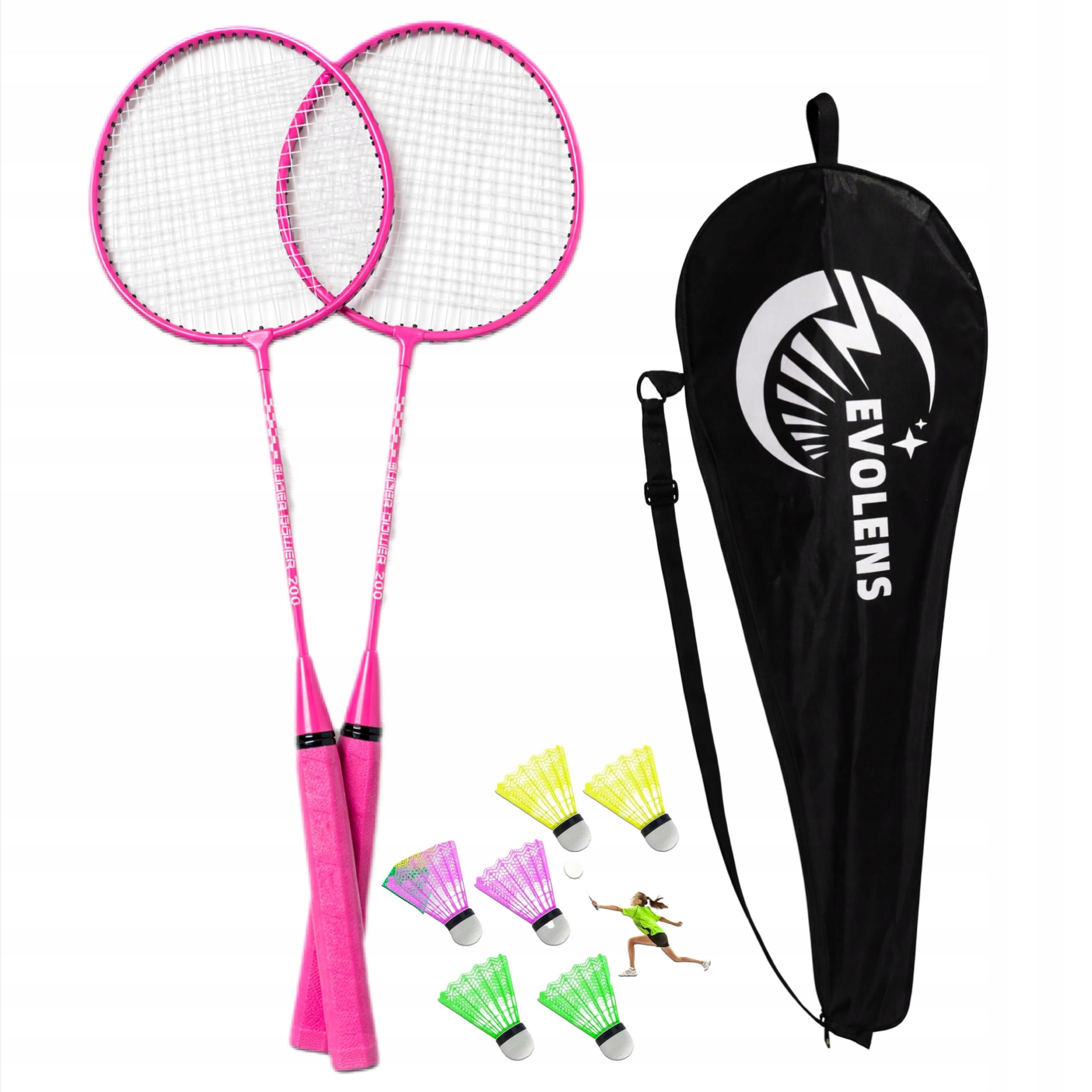 BADMINTON SET 2X RACKETS IN A COVER + 6X 9IN1 DARTS FOR PLAYING Packaging status original