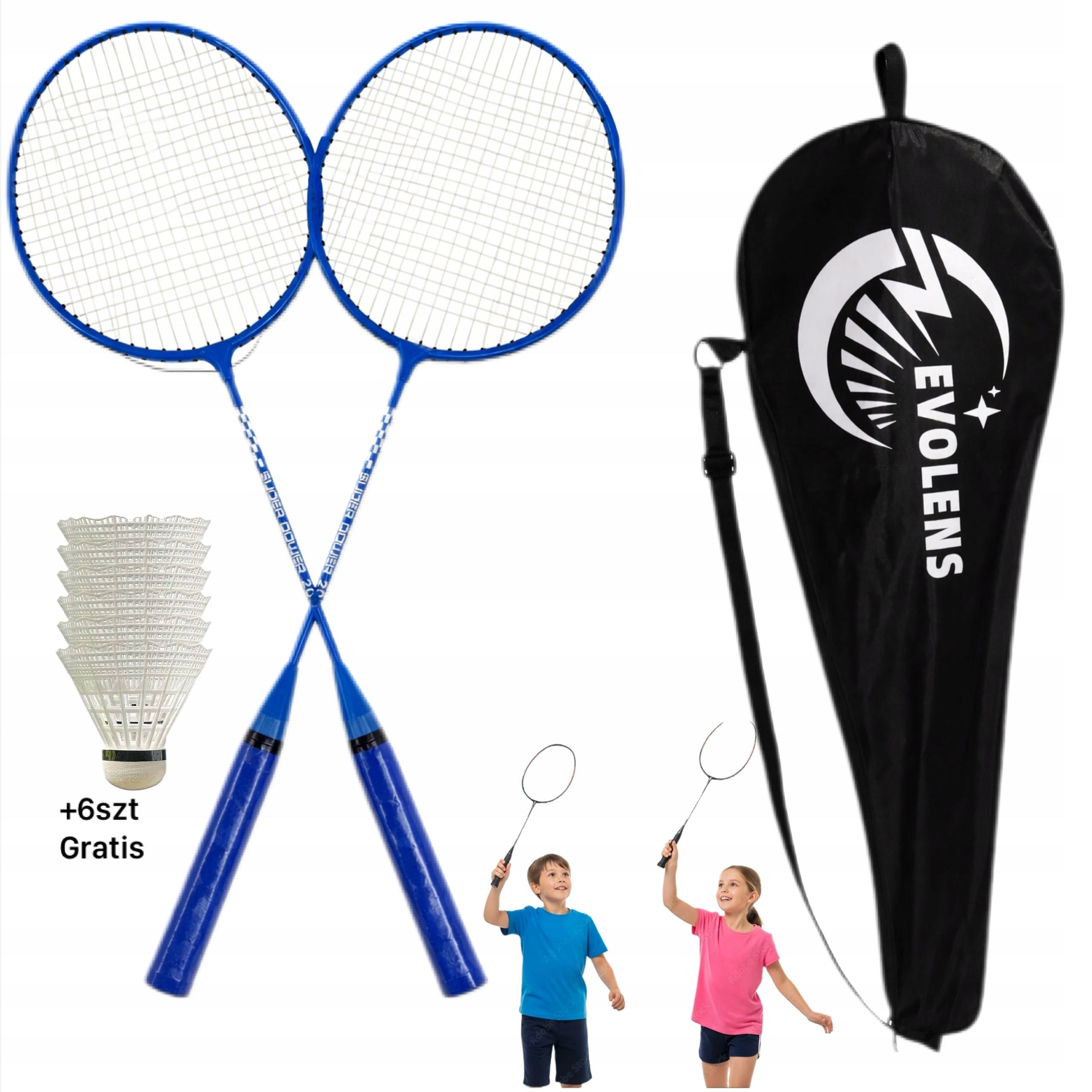 BADMINTON SET 2X RACKETS IN A COVER + 6X 9IN1 DARTS FOR PLAYING