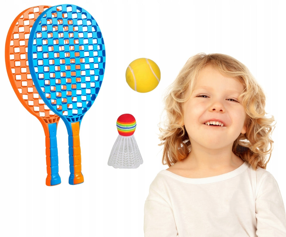 BADMINTON SET 37 CM BEACH RACKETS PADDLES SHUTTLECOCK + BALL Packaging status original