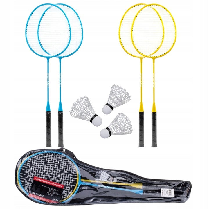 BADMINTON SET 4 RACKETS 3 SHUTTLECOCKS COVER SPORTVIDA Model SV-SE0008