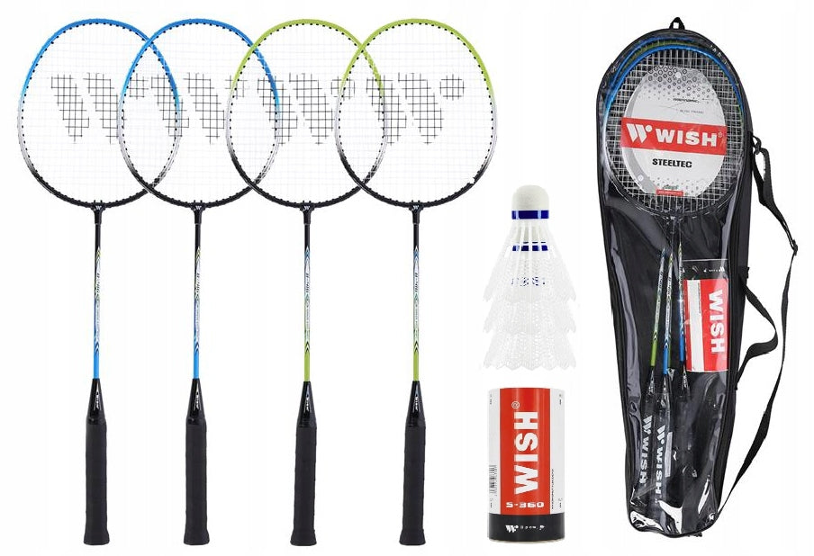 BADMINTON SET WISH 4 x RACKETS 3 x DARTS BAG