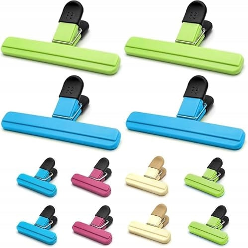 BAG CLIPS SET OF 12 PCS 2 SIZES COLORFUL FOOD FOR HOME