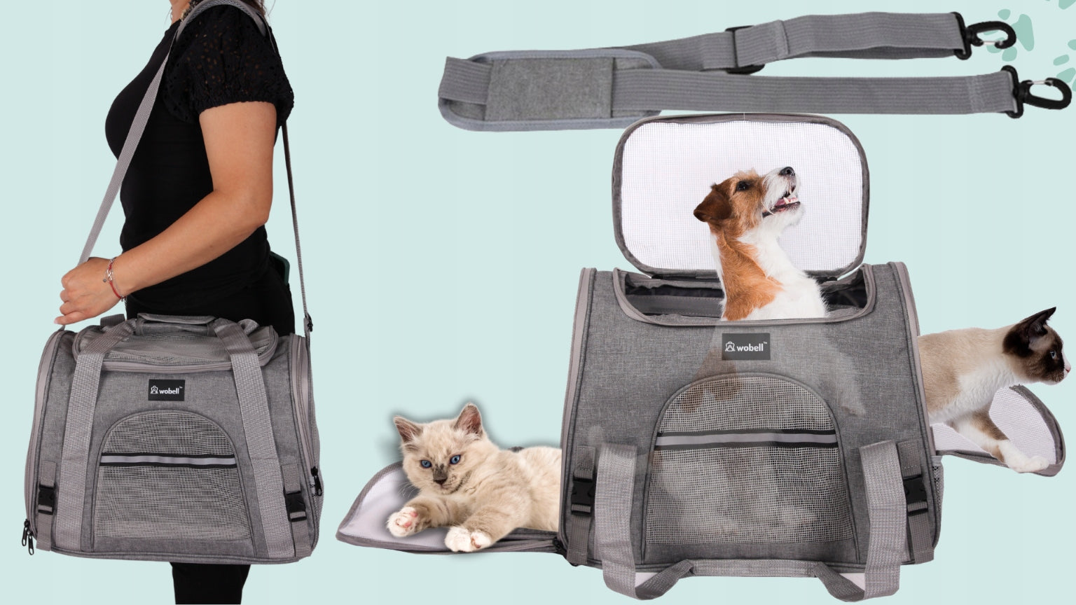 BAG TRANSPORTER CAT DOG TRUNK OPENING SIDES TOP WITH MAT Product height 43 cm