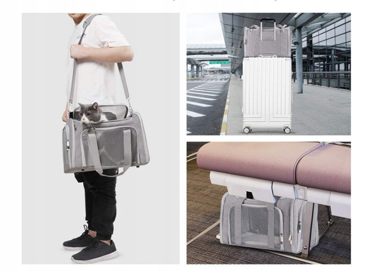 BAG TRANSPORTER FOR ANIMALS 45x30x30cm GREY Product depth 30 cm