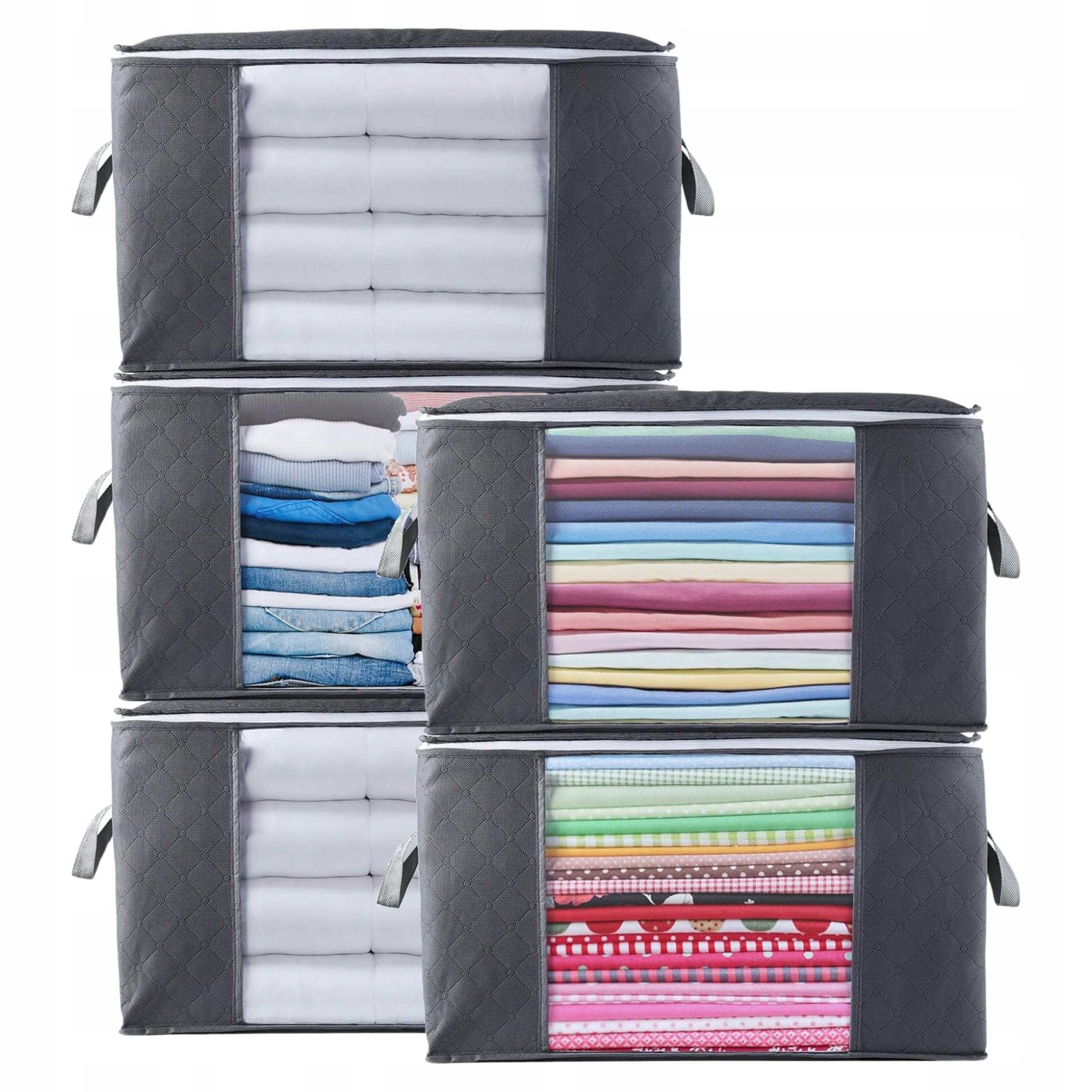 BAG WARDROBE ORGANIZER Withosent for clothes Container 90 L 5 pcs Grey
