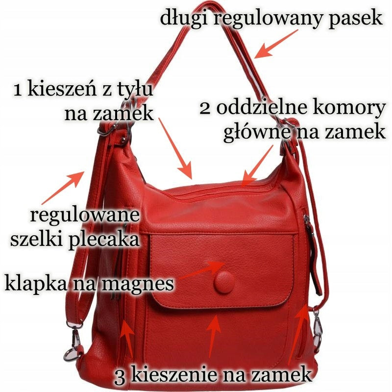 BAG WOMEN'S BACKPACK ROOMY WOMEN'S BAG red Gender woman