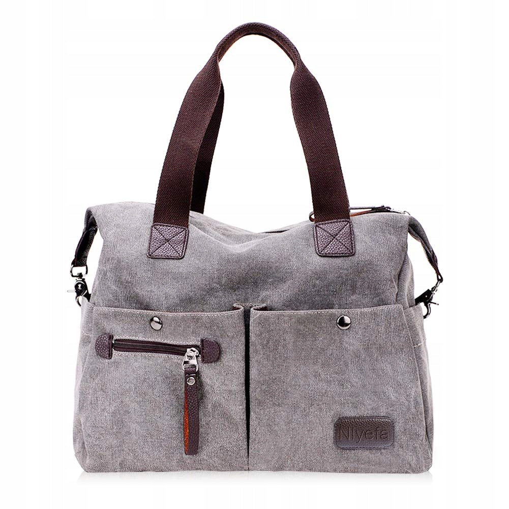 BAG WOMEN'S BAG ROOMY CANVAS HANDLE STRAP NLYEFA GREY