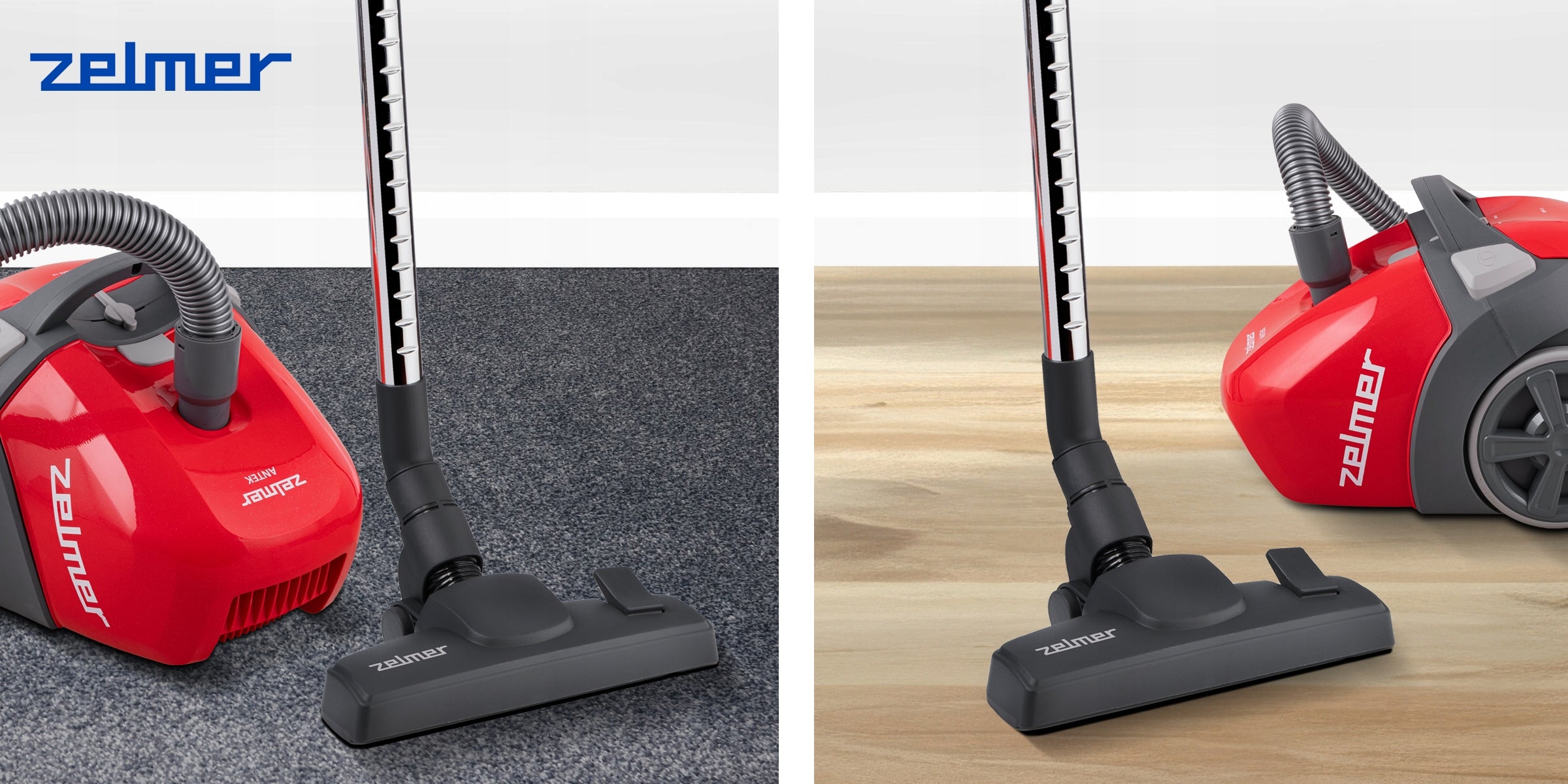 BAGGED VACUUM CLEANER ZELMER ANTEK TRADITIONAL WITH HEPA FILTER + ECO 900W TIPS Dominant color red