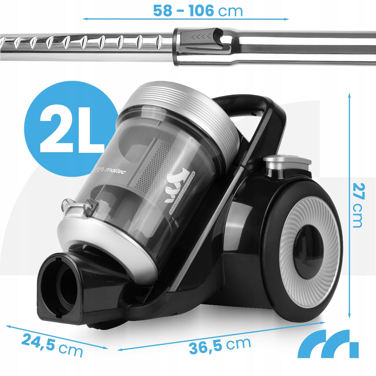 BAGLESS VACUUM CLEANER CYCLONE HOUSEHOLD HEPA 12in1 4000W SMALL STRONG LIGHTWEIGHT Brand Maltec
