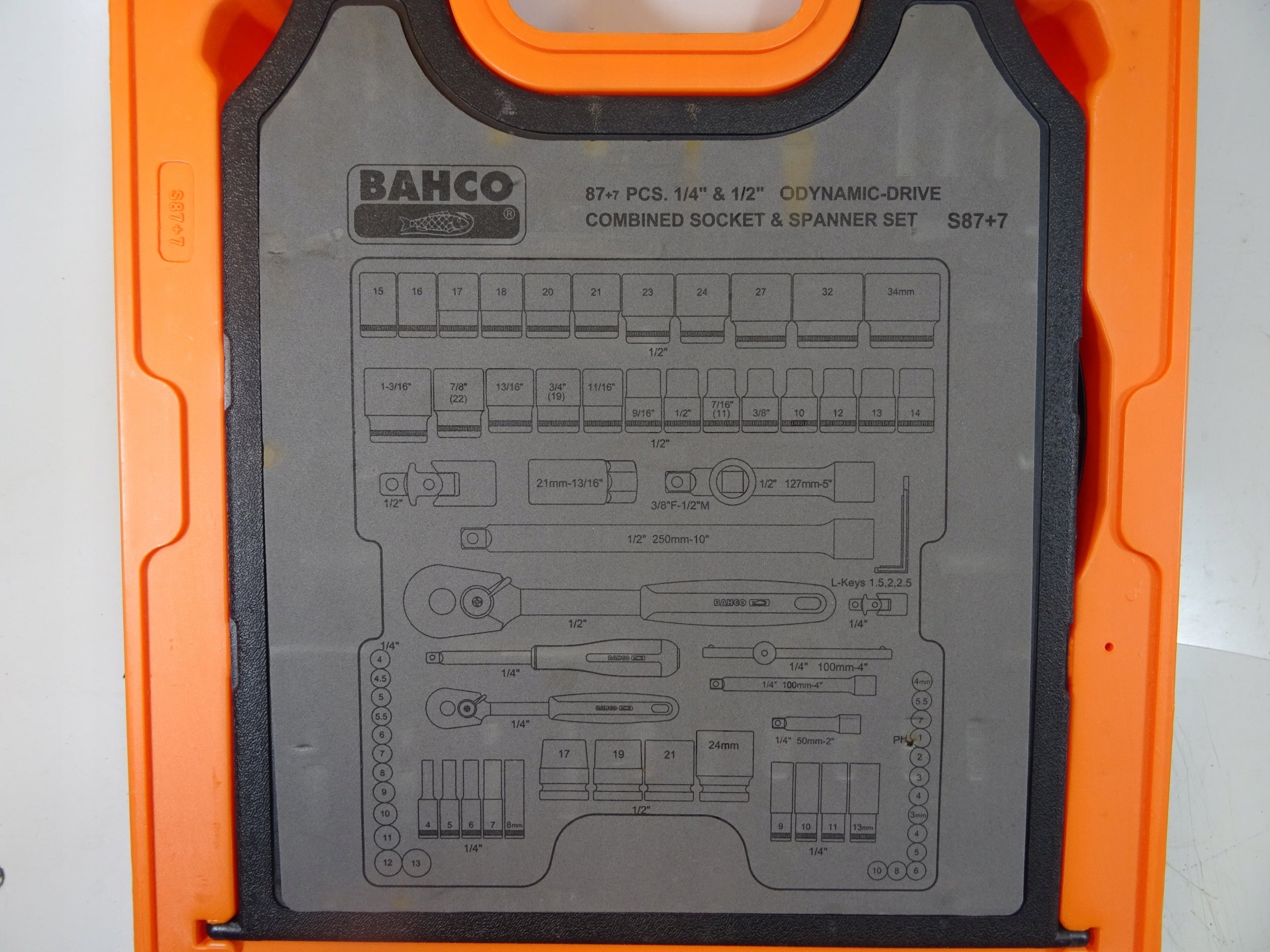 BAHCO WRENCH SET 87+7el 1/2" / 1/4" Manufacturer code BHS87+7