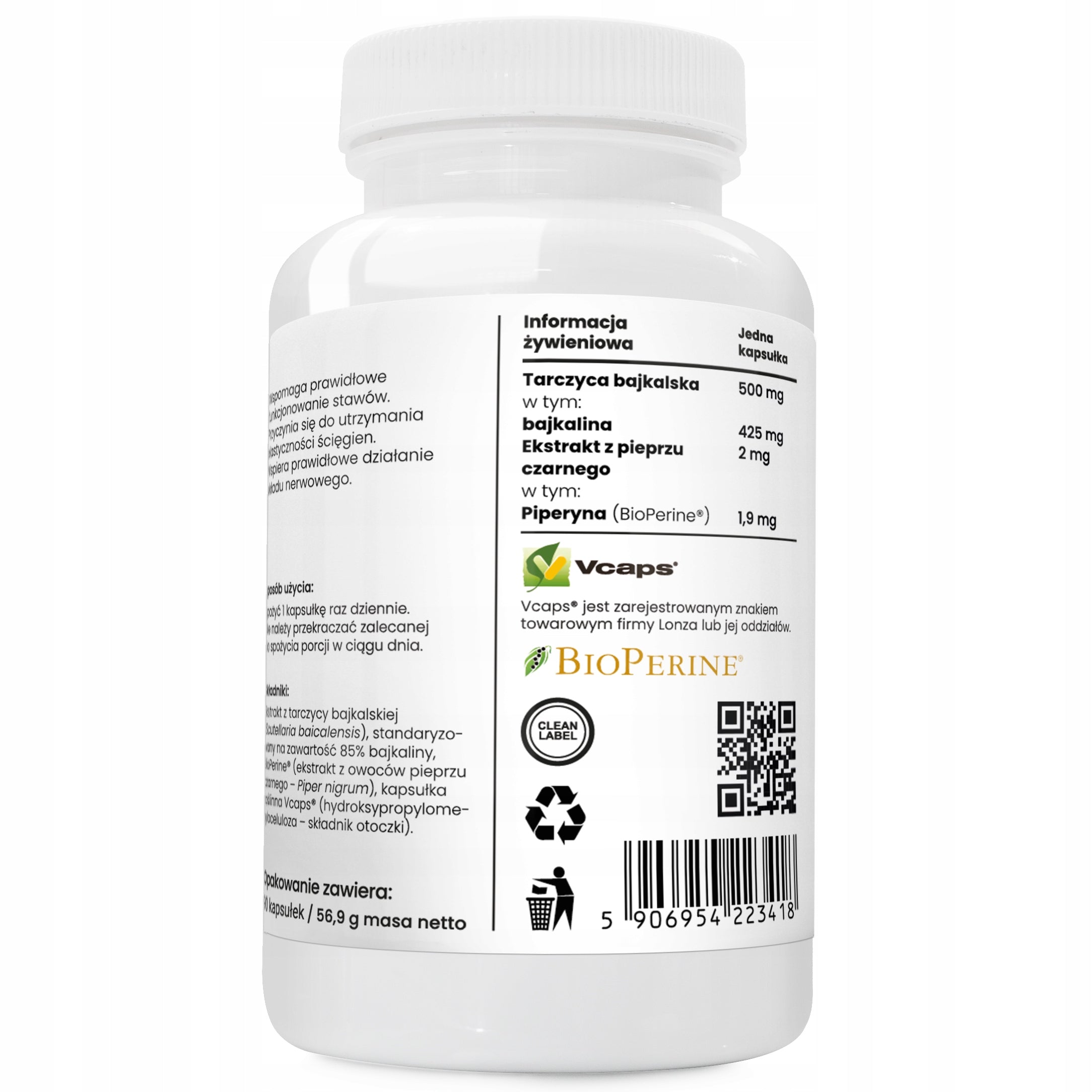 BAIKAL THYROID 500 mg + PIPERINE Baikalin Calm Heart Joints 90 kap Brand WISH PHARMA