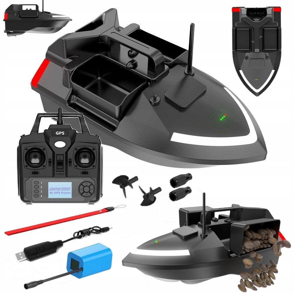 BAIT BOAT FLYTEC V020 GPS, 3 TANKS 500m BATTERY 5200mAh LED