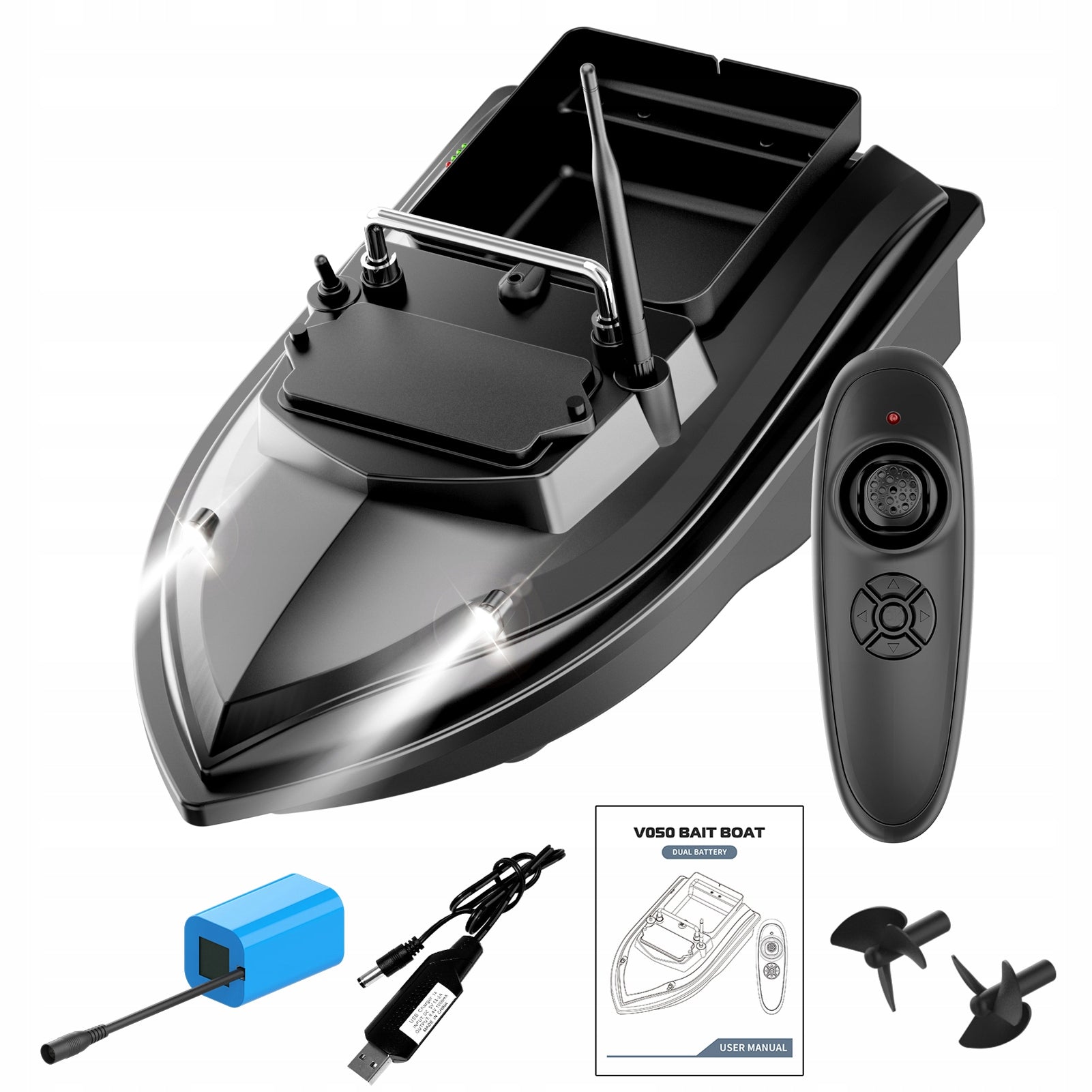 BAIT BOAT FLYTEC V050 TEMPOMAT, 500m, 12000mAh BATTERY, LED, 6km/h