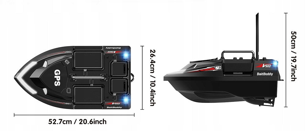 BAIT BOAT FLYTEC V802 CRUISE CONTROL, 4 CHAMBERS, 12000mAh BATTERY Range 500 m