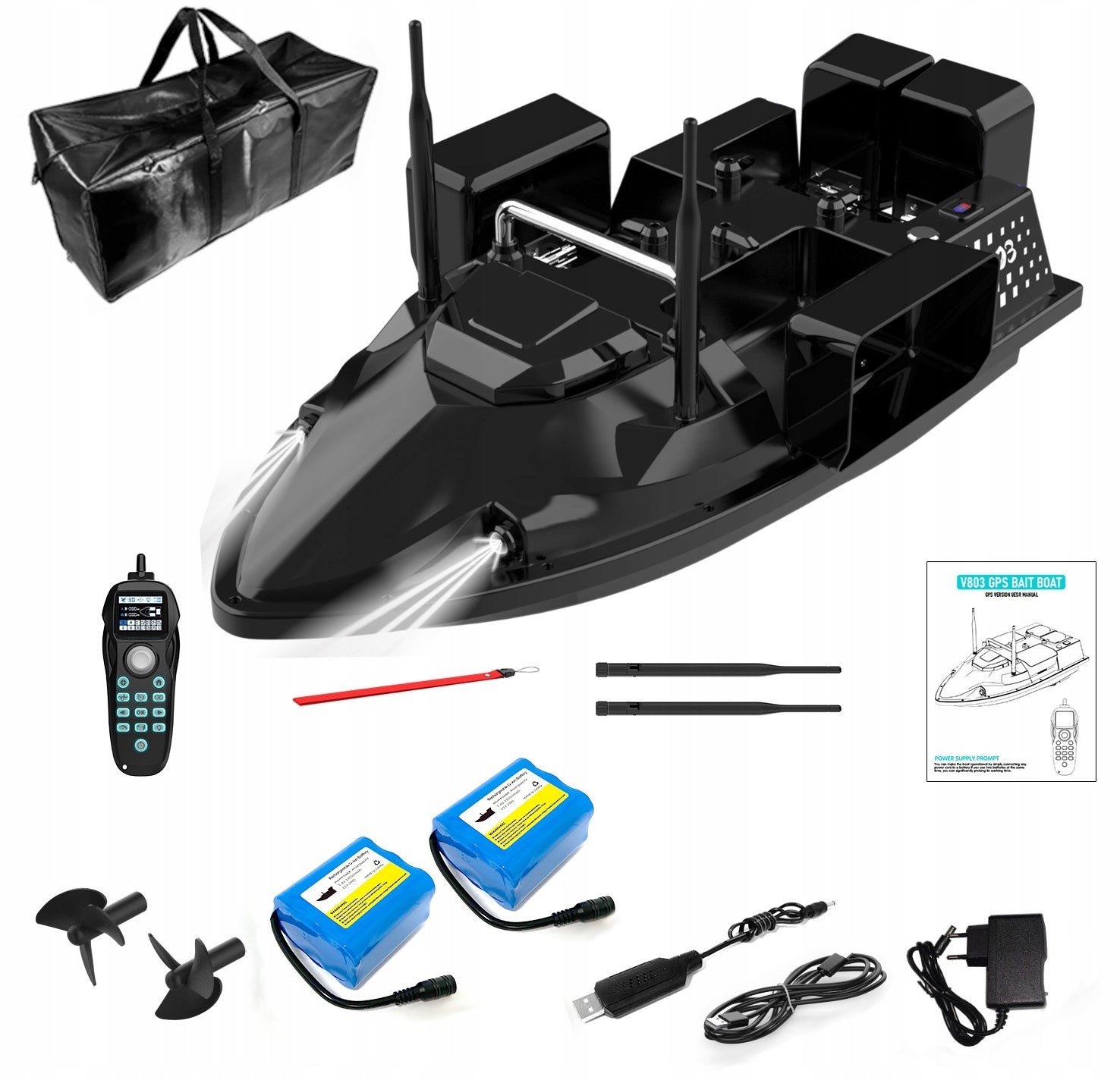 BAIT BOAT FLYTEC V803 GPS 2X AKU 18000mAh AUTOMATIC RETURN