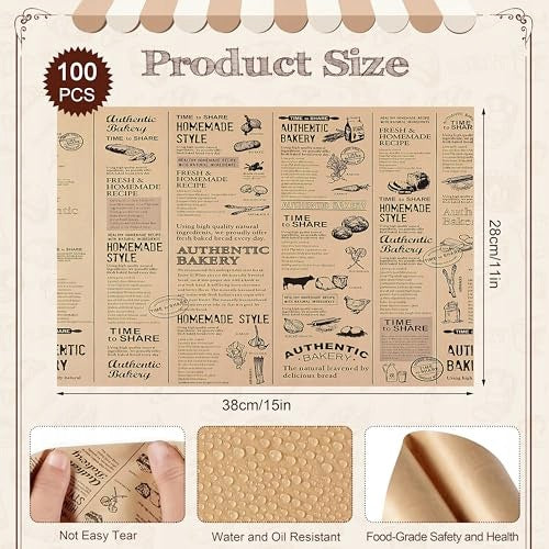 BAKING PAPER WAXED PACKAGING 100 SHEETS VINTAGE RETRO Manufacturer code SWC5908151510148