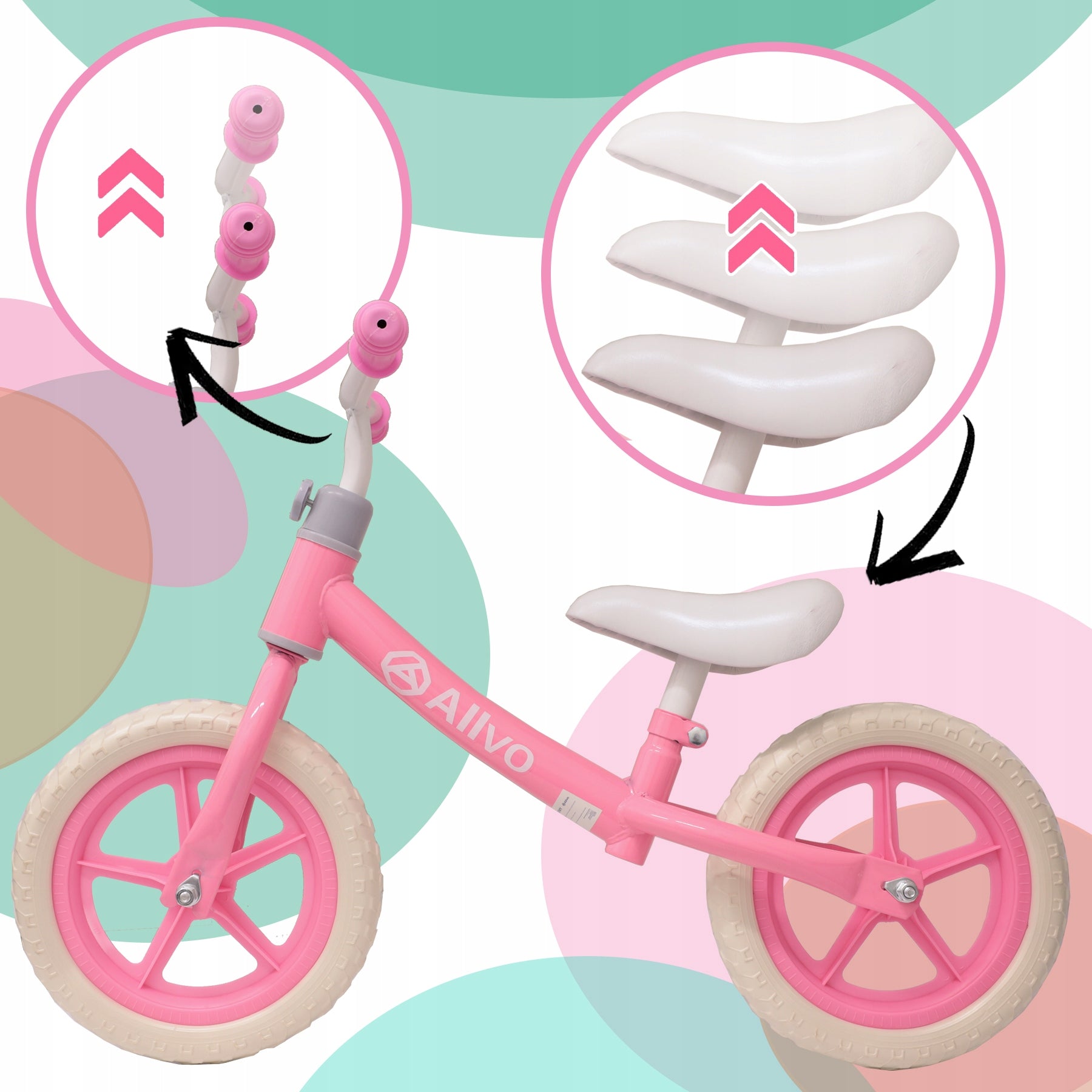 BALANCE BIKE CHILDREN'S BIKE LIGHTWEIGHT ADJUSTABLE HANDLEBAR AND SADDLE Frame steel